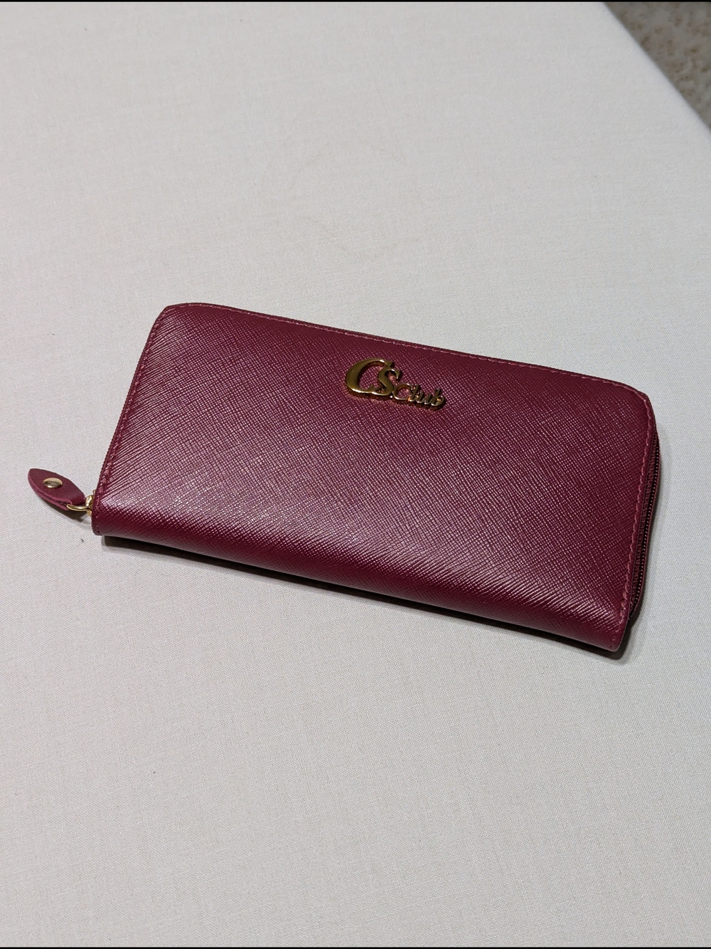Carmen Steffens Zip-Around Leather Wallet in Deep Berry